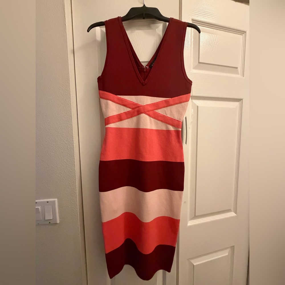 BEBE bandage color block dress. New with tags!